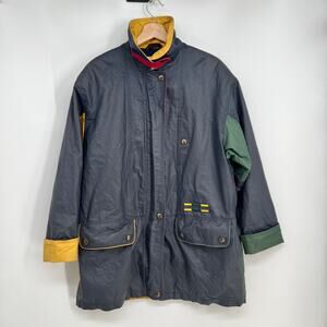 Vtg Bernardo Nautical Sailing Jacket Windbreaker Raincoat Medium Colorblock Navy